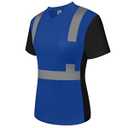 Uno Mejor Blue Reflective Shirts for Women Class 3 High Visibility Shirts with Short Sleeves, Hi Vis Safety Shirts for Women, Breathable Construction Shirts with Black Bottom, UWPJ-Blue M 