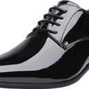 Bruno Marc Men's Faux Patent Leather Tuxedo Dress Shoes Classic Lace-up Formal Oxford (7, Black)