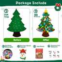 EMPOF Felt Christmas Tree for Toddlers, 3.5ft Felt WallTree Set for Kids Wall with Lights + Snowman Advent Calendar + 6 Face Stickers+ 33 Ornaments, Indoor Christmas Home Decor, Colorful