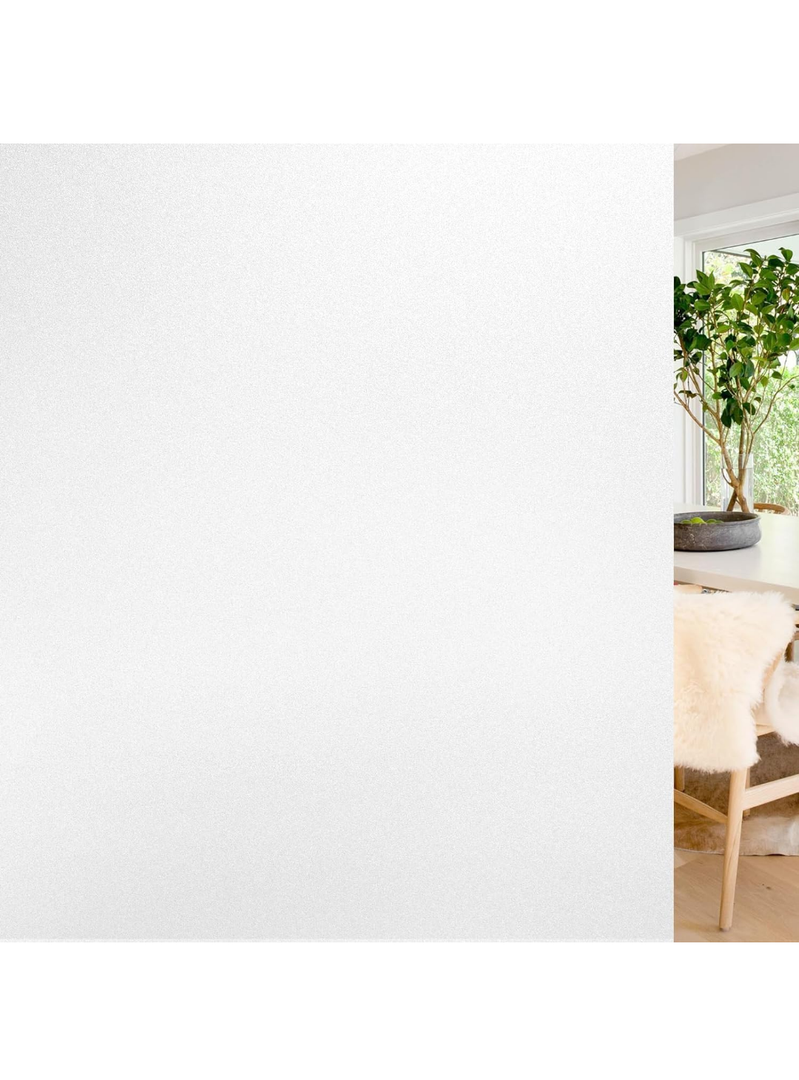 Rabbitgoo Window Privacy Film, Non-Adhesive Frosted Glass Window Film for Bathroom, Static Cling Heat Blocking Stickers for Home Indoor Opaque Frosting Coverings House Tint, Matte White 17.5" x 78.7"