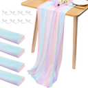 JeogYong 4 Pcs Colorful Chiffon Table Runner - 30 x 118 Inch Sheer Tulle Rainbow Table Runner for Wedding Shower Decorations, Bridal Shower, Garden Party Decorations (Iridescent)