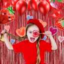 GREATRIL Red Fringe Curtains Party Streamers Backdrop Foil Tinsel Curtain Decoration for Stranger Theme Party Christmas Valentines Day Party 2 Pack
