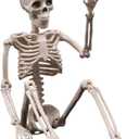 1PCS 16 Inch Height Spooky Posable Skeletons Toy for Halloween Decorations Outdoor Indoor Mini Small Skeletons Hanging Decor with Movable Joints Halloween Decor Party Accessories