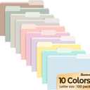 SUNEE File Folders, 100 Pack Manilla Folders 8.5 x 11, 10 Colors Folder Office Organization Home School Folders for Documents Files Paper