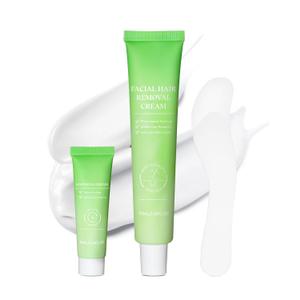 Painless Facial Hair Removal Cream for Women - Sensitive Skin 2-in-1 Kit with Soothing Cream | Upper Lip & Chin Hair Remover | At-Home Depilatory (4 Min, 7 Days Smooth),2.03 Fl Oz