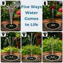 2 x 6.3" Solar Bird Bath Fountain with Battery & Color Changing LED Lights Solar Powered Water Fountain Pump with 5 Nozzles, Anti-Floating Poles for Bird Bath, Garden Pond & Backyard Lotus