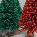 Holiday Home Christmas Bottle Brush Tree With Wood Stand 4 Green and 1 Red