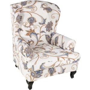 HAOYONG Wing Chair Slipcovers Printed Wingback Chair Covers 2 Pieces Wingback Armchair Slipcover Stretch Chair Slip Covers Washable Armchair Protector Cover for Living Room and Bedroom