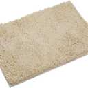 Non-Slip Bath Rug,Extra Soft Microfiber Bedroom Shag Carpet with Anti-Slip Backing,Water/Dust Absorbent Fast Dry Shower Mat,Sound Insulated Stairs Pad,Machine Washable (Beige,12 x 19 Inches)