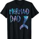 Mermaid Dad Tail Matching Mermaid Squad Birthday Party T-Shirt, Size: L
