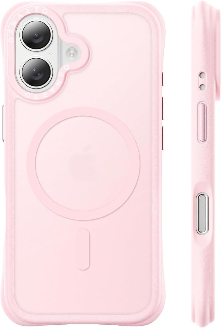 ORNARTO for iPhone 17 Case 6.3", 20FT Military-Grade Drop Protection, Compatible with MagSafe, Slim Matte Clear Anti-Fingerprint Shockproof Protective Cover, Chalk Pink