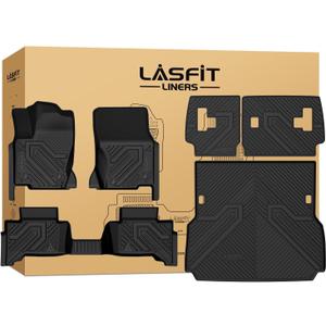 LASFIT Floor Mats for Toyota Land Cruiser 2026 2025 2024 2027, All Weather TPE Custom Fit Rear Trunk Mat for Land Cruiser Accessories, Land Cruiser Cargo&Backrest&Floor Mats