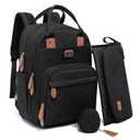 Dikaslon Diaper Bag Backpack with Portable Changing Pad, Pacifier Case and Stroller Straps, Large Unisex Baby Bags for Boys Girls, Multipurpose Travel Back Pack Moms Dads, Black