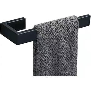 Hand Towel Holder - Thicken SUS 304 Stainless Steel Towel Holder for Bathroom Wall, 8" Rectangular Modern Design Towel Ring, Contemporary Hand Towel Rack - Matte Black (1PCS)