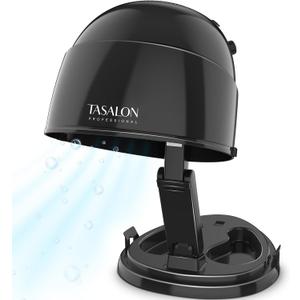 TASALON Portable Hooded Hair Dryer Bonnet, 1875W Height Adjustable Salon Home Hair Dryer with Hood, 3 Heating Settings - Black (Large)