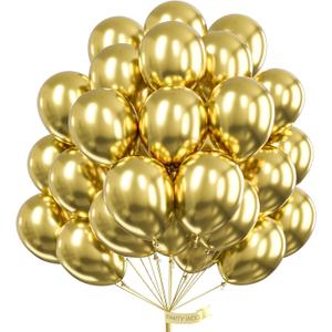 PartyWoo Gold Balloons 100pcs 12 Inch Gold Latex Helium Balloons for Birthday Wedding Anniversary Baby Shower Graduation Bachelorette Retirement Engagement Tea Casino Disco Party Decorations Gold-G101