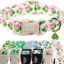 Unique style paws Dog Collar Plastic Buckle with Pendant Puppy Collar for Saint Patrick Bow Clover for Small Medium Large Boys Girls Dogs