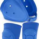 Wrestling Headgear for Kids Youth with Protective Knee Pads Soft Grappling Headgear Wrestling Ear Protection Thick Sponge Anti Slip Knee Sleeve for Sparring Brazilian Jiu Jitsu (Blue)