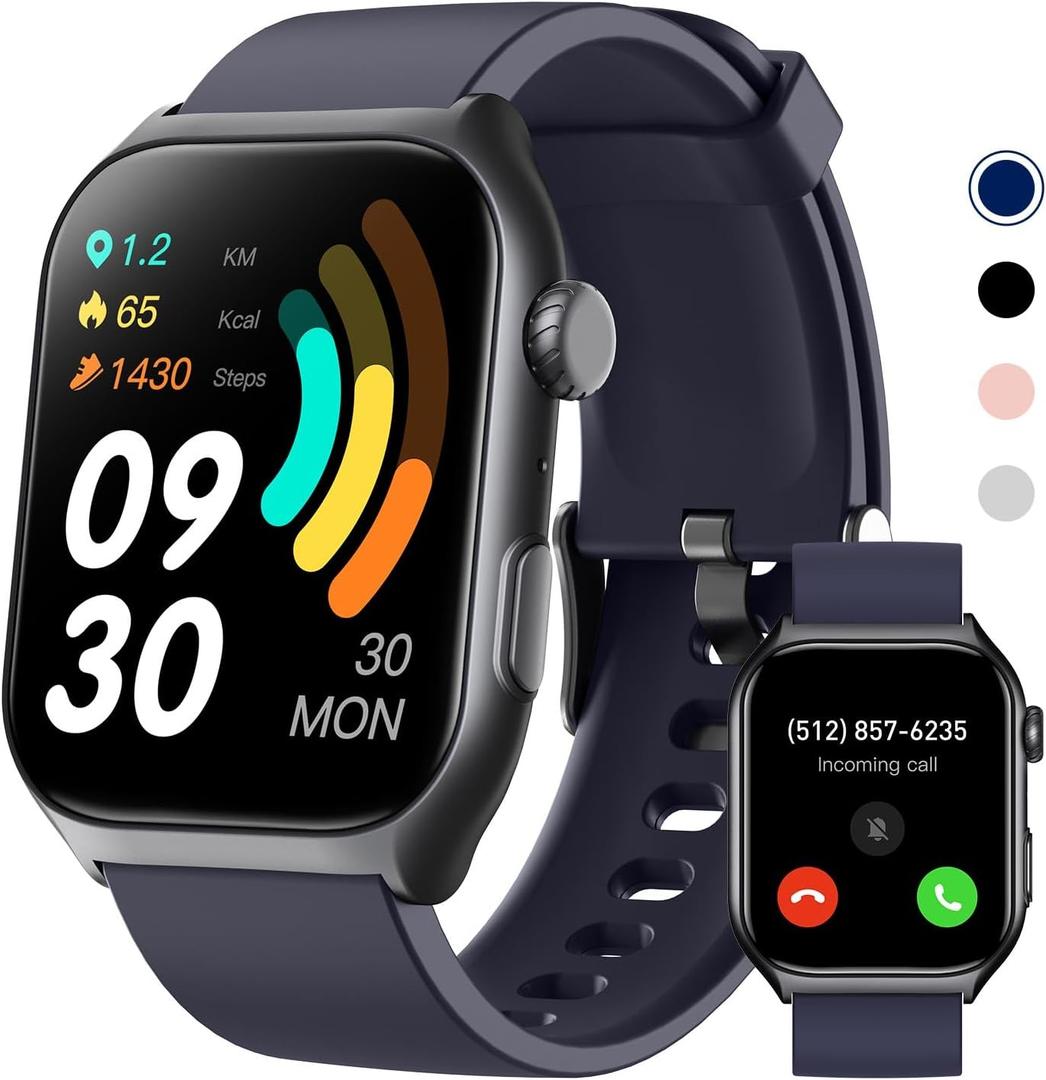 Fitness Tracker for Men Women (Make/Answer Call), 2.0" Smart Watch with 24/7 Heart Rate Blood Oxygen Sleep Monitor, Pedometer, 100+ Sport Modes IP68 Waterproof Activity Tracker for Android iOS (Blue)