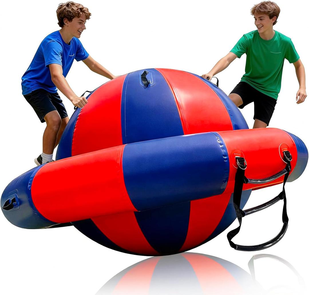 OZIS 6.5x3.6 FT Inflatable Dome Rocker Bouncer with Electric Pump, 380 LBS Weight Capacity, Bounce, Climb & Tilt Toy with 6 Handles, Outdoor Kids Giant Blow Up Bouncer Ball for Pool, Backyard, Lawn