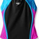 Speedo Girl's Swimsuit One Piece Mesh Splice Thick Strap (10)