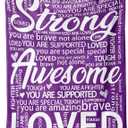 Get Well Gifts for Women, Inspirational Hug Blanket for Her Him, Cancer Care/Breast Cancer/Feel Better/Thinking of You Gifts for Women Friend Sister Mom Grandma (Purple)