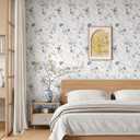 Blue Floral Wallpaper Peel and Stick Wallpaper 17.3"197" Boho Flower Removable Self Adhesive Wall Paper for Bedroom Floral Contact Paper for Cabinets Furniture Watercolor Decor Waterproof Vinyl Film