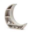 Farmlyn Creek Wooden Shelf Display for Rustic Home Decor, Crescent Moon (10 x 10.2 x 2 in)