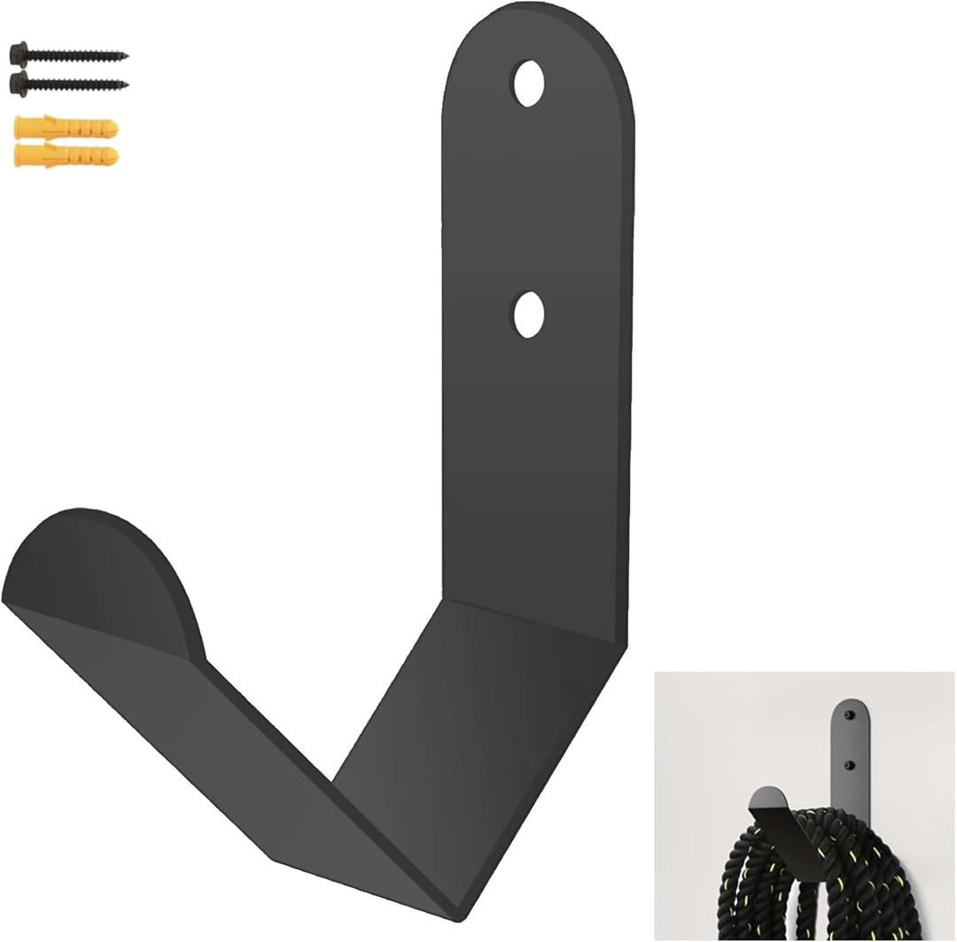 Exercise Rope Storage Hook, Battle Rope Storage Hanger Wall Mount Rope Storage Rack for Exercise Rope Battle Rope in Home Gym or Commercial Gym, Black (1 Pack)