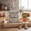 4 Pcs Farmhouse Home Decoration Wooden Tabletop and So Together They Built a Life They Loved Decor Motivational Tiered Tray Decor Rustic Block Sign Retro Bead Garland Table Centerpiece for Shelf Desk