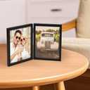 AEVETE 5x7 Picture Frames Double Hinged Wood Folding Photo Frames Vertical with Plexiglass Front, Black