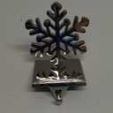 Snowflake Christmas Stocking Holder Detachable Snowflake Christmas Stocking Hanger Metal Hook Non - Slip for Fireplace Mantle Xmas Holiday Party Decorations (Silver)