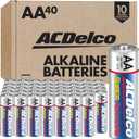 ACDelco 40-Count Double AA Batteries, Maximum Power Super Alkaline Battery for Home and Office, 10-Year Shelf Life, Reclosable Packaging