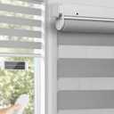 No Drill Motorized Zebra Blinds with Remote,Cordless Shades Dual Layer,Thermal Insulated Upgraded Shades(Gray,34" W x 72" H)