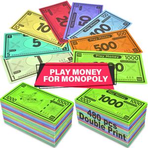 Play Money Suitable for Monopoly Board Game  480 pcs of 60 Each Bill Denomination  Double Sides Printing Paper Money for Pretend Play Cashier, Monopoly Money Refill Packs - 480 pcs