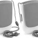 O2COOL Deluxe Necklace Fan | Battery Powered, Hands-Free Personal Cooling Fan w/Adjustable Lanyard, Table Top Stand + Wearable Clip - Gray (2 Pack)