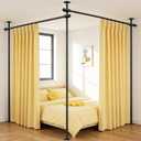 Room Divider Curtain Rod - Heavy Duty Adjustable Curtain Rod for Room Separation, Privacy Room Divider for Bedroom, 10-11ft(H) 58-116inch(W),Easy Install Wall Divider Curtain Rod, Black