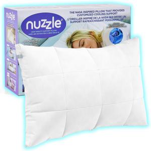 Nuzzle Cooling Adjustable Pillow for Side Sleepers, Luxury Standard Size Set of 2 Bed Pillow Hotel Collection - Best Adjust Height Soft Firm Pillow for Back, Stomach or Side Sleepers - Home Gifts, Amazon Basics Down Alternative Pillow for Back Side S
