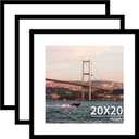 YESKAY 20x20 Picture Frame 3 Pack - Black Poster Frame Display Pictures 16x16 with Mat or 20 x 20 Without Mat for Wall Hanging Horizontal and Vertical