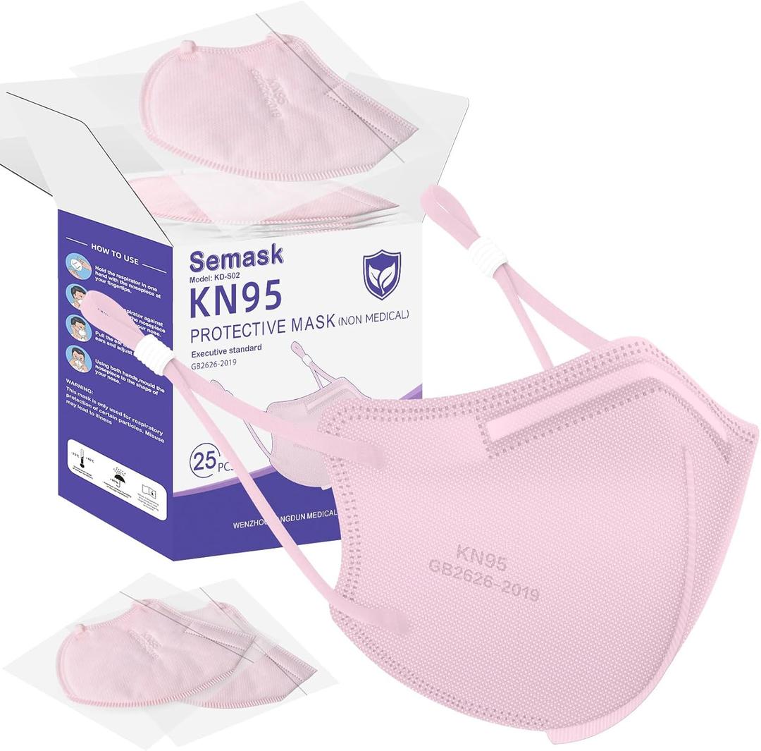KN95 Adjustable Masks 25 Pack, Individually Wrapped Disposable Masks with Adjustable Ear Loops