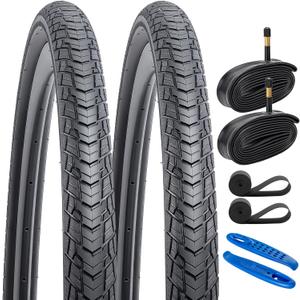 2-PCS 700C Bike Tires 700x45C/47-622 and 700C Heavy Duty Bike Tubes with 2 Rim Strips Compatible with 700x43C 700 x 45C 28x1.75 700x46C Bike Bicycle Tires and Tubes (Y-1130) 2-PCS 700C Bike Tires 700x45C/47-622 and 700C Heavy Duty Bike Tubes with 2 Rim Strips Compatible with 700x43C 700 x 45C 28x1.75 700x46C Bike Bicycle Tires and Tubes (Y-1130)