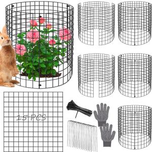 Plant Protectors from Animals, 15pcs 12x12 Inch Metal Plant Cages for Garden Vegetables Protectors to Keep Chicken Bunny Squirrel Out, Wire Chicken Wire Cloche with Zip Ties and Stakes