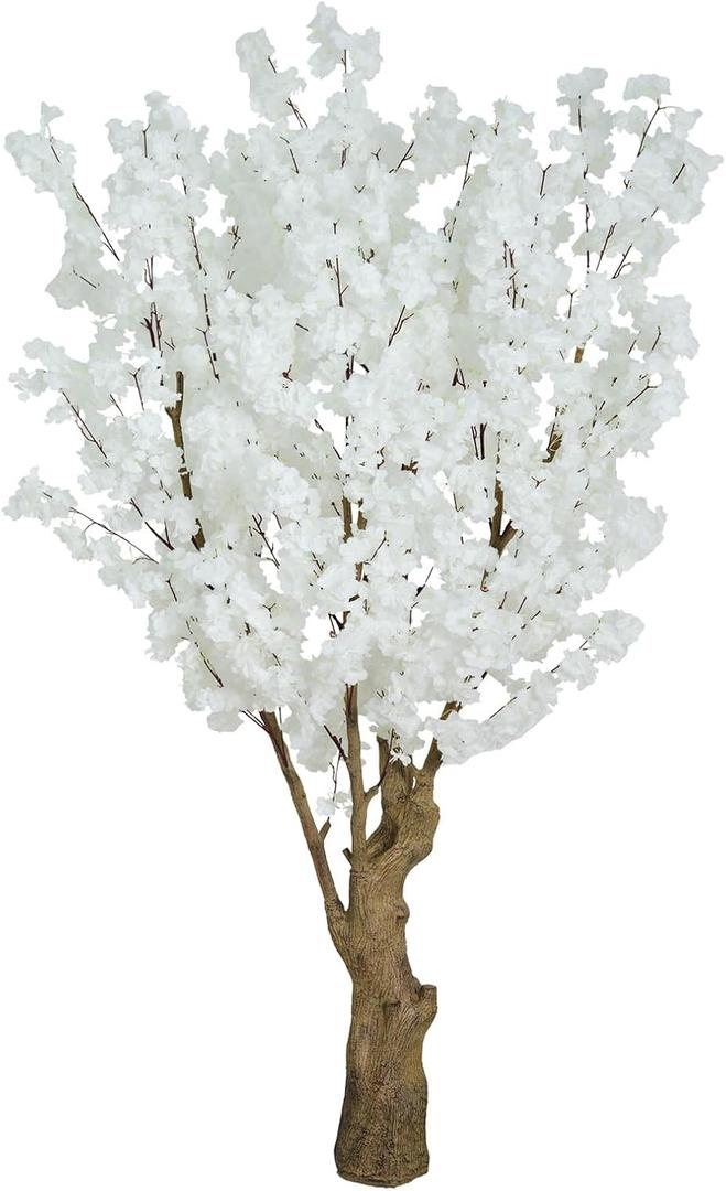 7FT Artificial Cherry Blossom Tree, White Faux Flower Tree for Home, Office, Wedding, Party & Outdoor Decor (2.1M) 