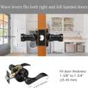 NCL 2 Pack Black Door Handle Interior, Wave Door Lever Door Knob for Hall