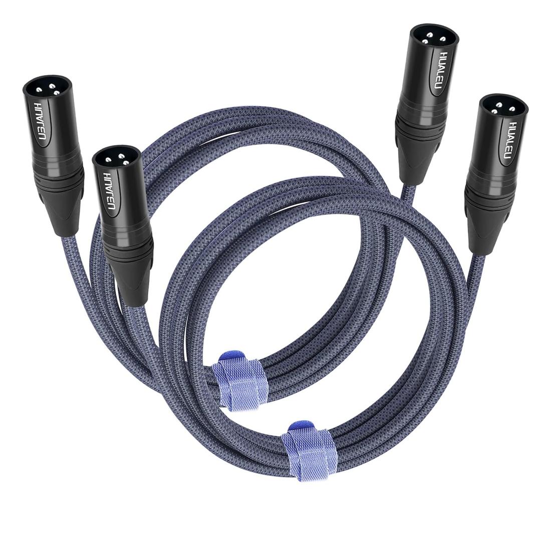 10FT 3Pin XLR Male to Male Audio Cable,Hi-End (OFC) Silver Plated Connector Studio Mixer Amplifier Adapter Cable-2 Pack