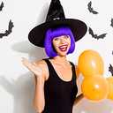 WILLBOND 2 Pieces Short Bob Hair Wigs Colorful Cosplay Costume Wig Party Hairpiece for Women Girls Daily (Orange, Purple)