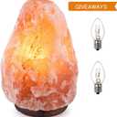 Needs&Gifts Himalayan Salt Lamp with Natural Himalayan Crystal Rock, Hand Crafted Wooden Base from Foothills of The Himalayas, Home Decor, Night Light & Gifts