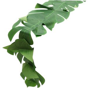 Hawaii Party Artificial Palm Leaf Table Runner Green Monstera Leaf Design for Home Restaurant and Event Decor for Tropical Themed Gatherings and Celebrations