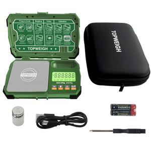 Pocket Scale, 500g x 0.01g, Dual Powered, Precision Gram Jewelry Scale with Zipper Case, Digital Small Coin Scale, Large Backlight Display, 6 Weighing Units,Cal Weight, USB Cable Included (Army Green)