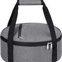 Round Insulated Casserole Carrier, Pie Carrier Bag, Portable Casserole Carrier for Hot or Cold Food Lunch Tote, Lunch Bag for Parties Picnic, Fits 12.5" Baking Dish, Grey  